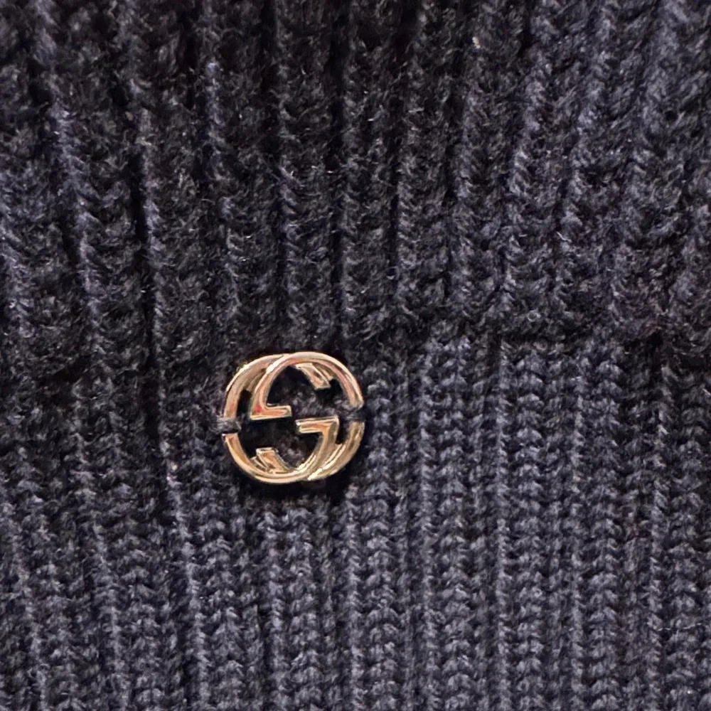 Gucci Kids Red and Navy Striped Knit Beanie - Picture 2 of 3